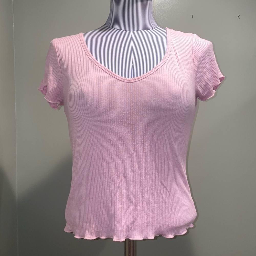 Moral Fiber Pink Lightweight V-Neck Top